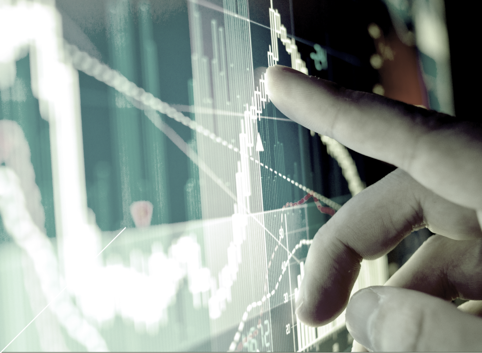 Hand pointing a screen